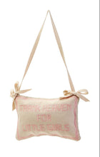 Load image into Gallery viewer, Thank Heaven Embroidered Pillow Door Hanger embroidered with pink thread
