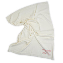 Load image into Gallery viewer, Cream Knit Blanket Embroidered with Thank Heaven for Little Girls in pink