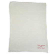 Load image into Gallery viewer, Cream Knit Blanket Embroidered with Thank Heaven for Little Girls in pink