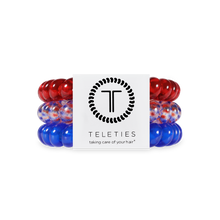 Load image into Gallery viewer, TELETIES Patriot Pop Hair Ties - Large stack of three hair ties, red, blue and red white and blue
