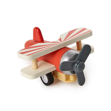 Load image into Gallery viewer, Red Wooden Vintage Biplane Pullback Toy