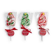 Load image into Gallery viewer, Peppermint Flavor Christmas Tree Swirl Lollipop with Icing Decorations