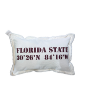 Load image into Gallery viewer, Custom Florida State w/ Coordinates White Canvas Pillow