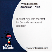 Load image into Gallery viewer, Word Teasers - American Trivia card with question