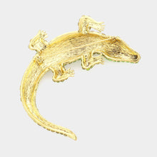 Load image into Gallery viewer, Crystal Pave Alligator Pin Brooch back showing pin