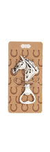 Load image into Gallery viewer, Horse Metal Bottle Opener horse head on cardboard card