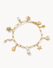 Load image into Gallery viewer, Spartina 449 Ashore Bracelet Pearl/Sea Foam sea themed charms on think charm chain