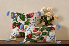 Load image into Gallery viewer, Strawberry Floral w/Tassels Tufted Hook Pillow - 16" Square