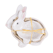 Load image into Gallery viewer, Callie Bunny Nesting Dishes- White & Light Pink