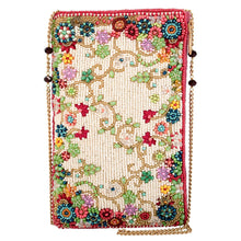Load image into Gallery viewer, phone purse heavily beaded with a floral design
