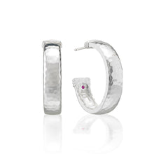 Load image into Gallery viewer, Capucine de Wulf Jewelry Cleopatra Classic Hoop Earrings in silver showing post backing