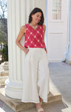 Load image into Gallery viewer, woman in the Hayley Linen Pants in white paired with a colorful sleeveless top