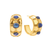 Load image into Gallery viewer, Capucine de Wulf Cleopatra Bold Hoop Earrings with oval Blue Labradorite