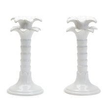 Load image into Gallery viewer, White Palm Leaf Taper Candlestick Candleholder - Single