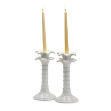Load image into Gallery viewer, White Palm Leaf Taper Candlestick Candleholder - Single