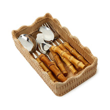 Load image into Gallery viewer, Scalloped Edge Guest Towel Napkin or Utensil Holder holding flatware