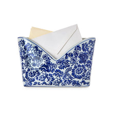 Load image into Gallery viewer, Chinoiserie Blue and White Floral Letter Holder holding mail