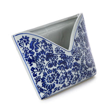 Load image into Gallery viewer, Chinoiserie Blue and White Floral Letter Holder side view