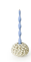 Load image into Gallery viewer, White Hydrangea Flower Bud Vase / Taper Candle Holder - Single holding a taper candle