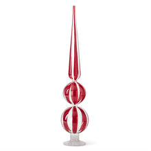 Load image into Gallery viewer, Red & Clear Striped Glass Finial