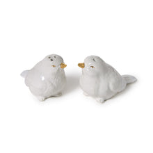Load image into Gallery viewer, Birds Salt and Pepper Shakers with gold beaks and eyes