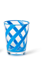 Load image into Gallery viewer, short glass with blue diagonal stripes