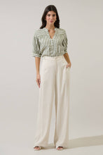 Load image into Gallery viewer, Catana Striped Split Neck Top green and white stripes