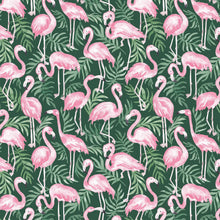 Load image into Gallery viewer, flamingo pattern on green background