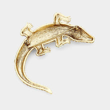 Load image into Gallery viewer, Crystal Pave Alligator Pin Brooch back showing pin