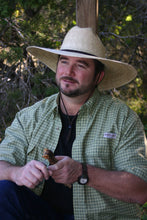 Load image into Gallery viewer, man woman wearing the tan hat with wide brim