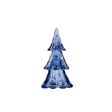 Load image into Gallery viewer, Blue glass tree with three levels each level slightly smaller than the one below it
