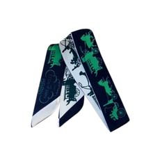 Load image into Gallery viewer, Equestrian Horse Pattern Design Skinny Scarf in shades of blue, green white