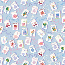 Load image into Gallery viewer, patter of Mahjong pieces on a blue background
