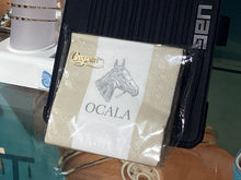 Load image into Gallery viewer, Caspari OCALA Bandol Stripe Natural w/ Horse Custom Cocktail Napkins
