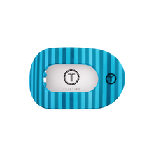 Load image into Gallery viewer, TELETIES Flat Round Hair Splash Zone - Medium with teal and blue stripes