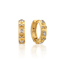 Load image into Gallery viewer, Capucine de Wulf Huggie Hoop Earrings with clear stones