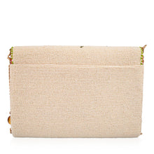 Load image into Gallery viewer, beaded handbag embroidered fully with cream colored seedbeads