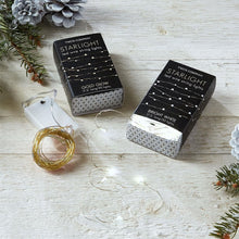 Load image into Gallery viewer, Starlight Led Wire String Lights two boxes with strings lit up and one showing battery pack