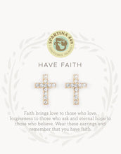 Load image into Gallery viewer, Spartina 449 Sea La Vie Have Faith Stud Earrings gold on card