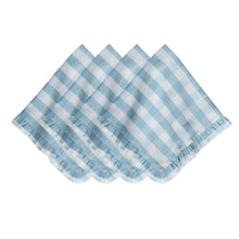 Load image into Gallery viewer, Juliska Gingham Ruffle Napkin Set/4 ocean blue