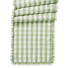 Load image into Gallery viewer, Juliska Gingham Ruffle 18" x 90" Table Runner seagrass