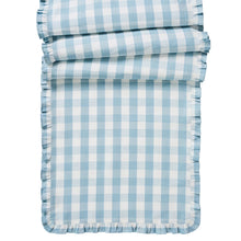 Load image into Gallery viewer, Juliska Gingham Ruffle 18" x 90" Table Runner ocean