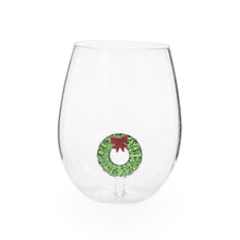 Load image into Gallery viewer, Wreath Icon Stemless Wine Glass