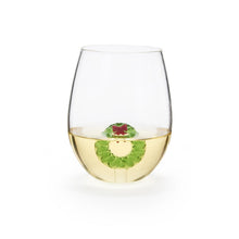 Load image into Gallery viewer, Wreath Icon Stemless Wine Glass