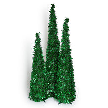 Load image into Gallery viewer, Tinsel and Holly Collapsible Trees - Set of 3