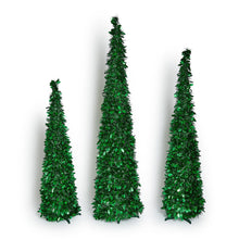 Load image into Gallery viewer, Tinsel and Holly Collapsible Trees - Set of 3