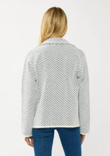 Load image into Gallery viewer, person wearing Black & WhiteChevron Stripe Button-Up Sweater Jacket back view