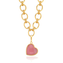 Load image into Gallery viewer, Capucine de Wulf Gem Large Charm/Pendant in pink on a gold chain