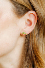Load image into Gallery viewer, person wearing the Little Green Gator Screwback Stud Earrings
