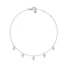 Load image into Gallery viewer, Crislu Cross Charm Bracelet in Platinum with five small crosses